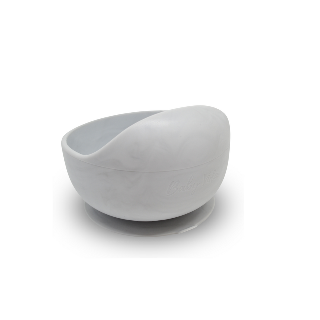 Silicone Suction Bowl w/ Spoon (Marble)