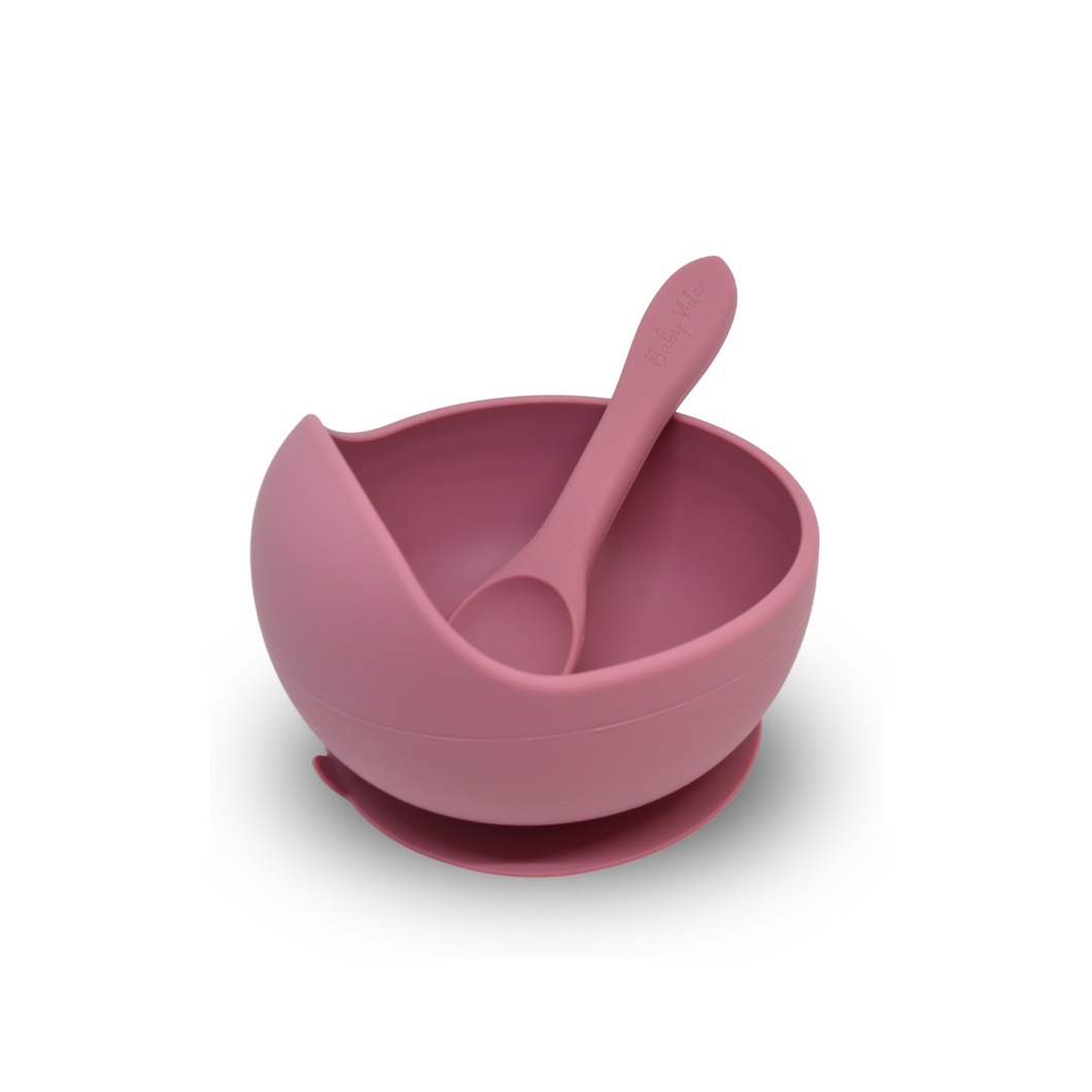 Silicone Suction Bowl w/ Spoon (Rose)