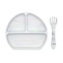 Load image into Gallery viewer, Silicone Suction Plate w/ Fork (Marble)
