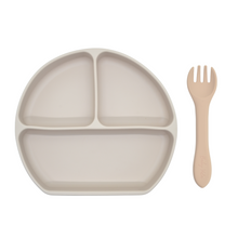 Load image into Gallery viewer, Silicone Suction Plate w/ Fork (Oatmeal)
