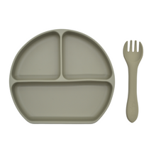 Load image into Gallery viewer, Silicone Suction Plate w/ Fork (Sage)
