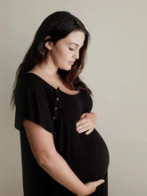 Load image into Gallery viewer, Black Maternity Mommy Labor and Delivery/ Nursing Gown
