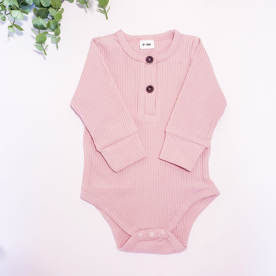 Soft Baby Long Sleeve Romper- Light Pink